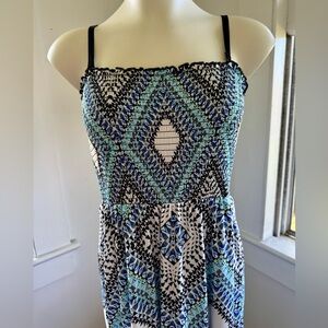 🩶Emma&Michele-Size M Blue Geometric Maxi Dress with Pockets